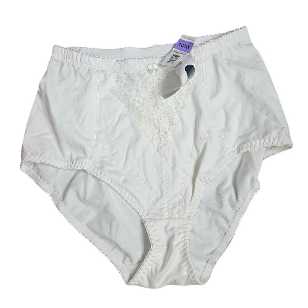 Deadstock Vintage 90s Delta Burke White High Waist 3X Panty Lace Coverage